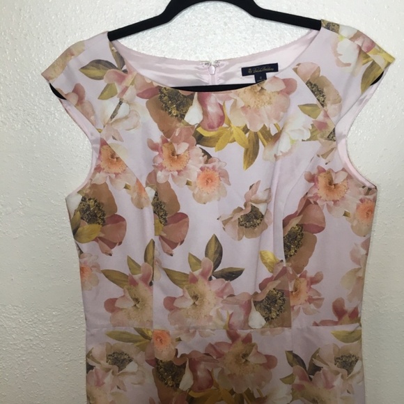 Brooks Brothers Floral Sheath Cap Sleeve Dress 8 - Picture 3 of 5